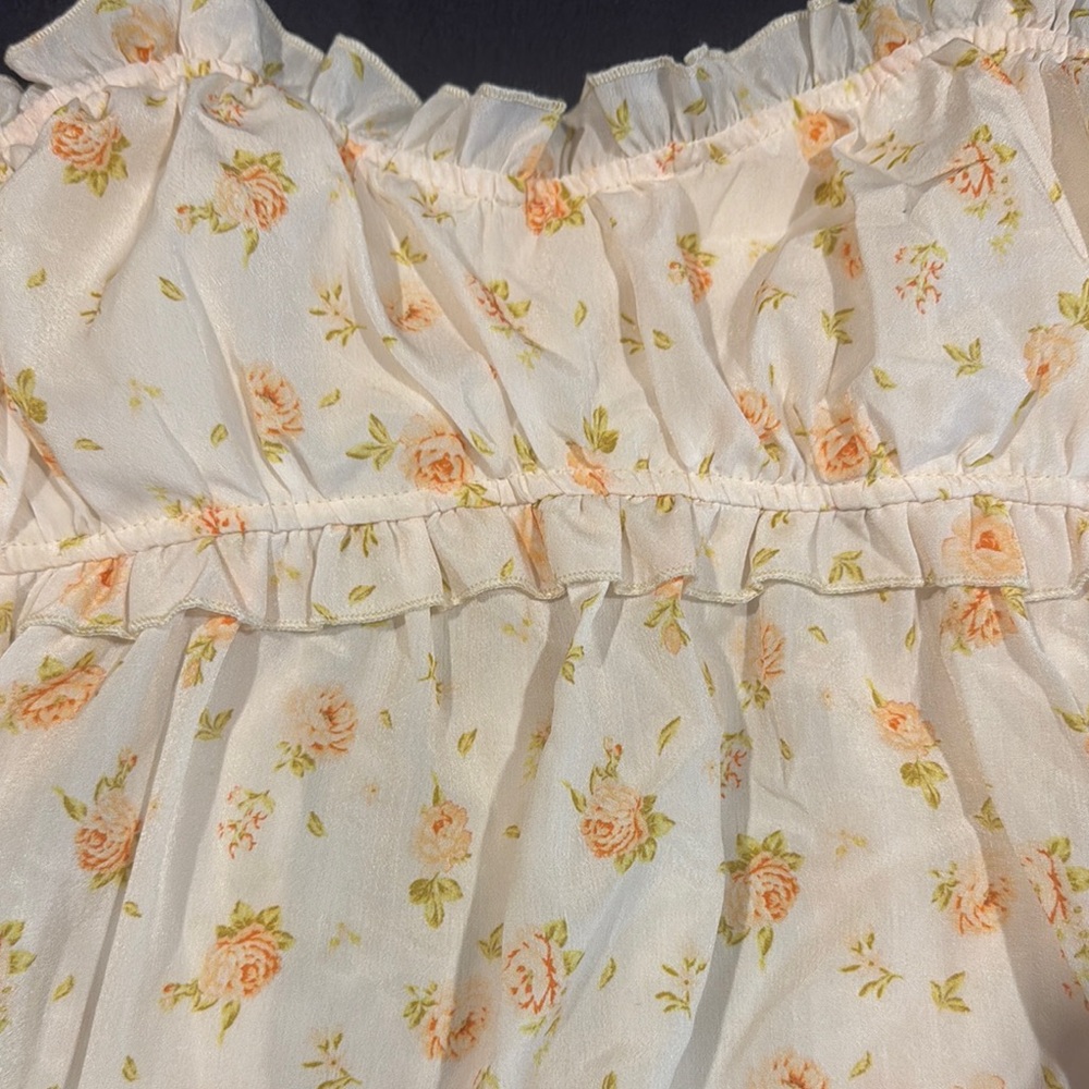 Floral Cream Women's Top - Picture 2 of 5